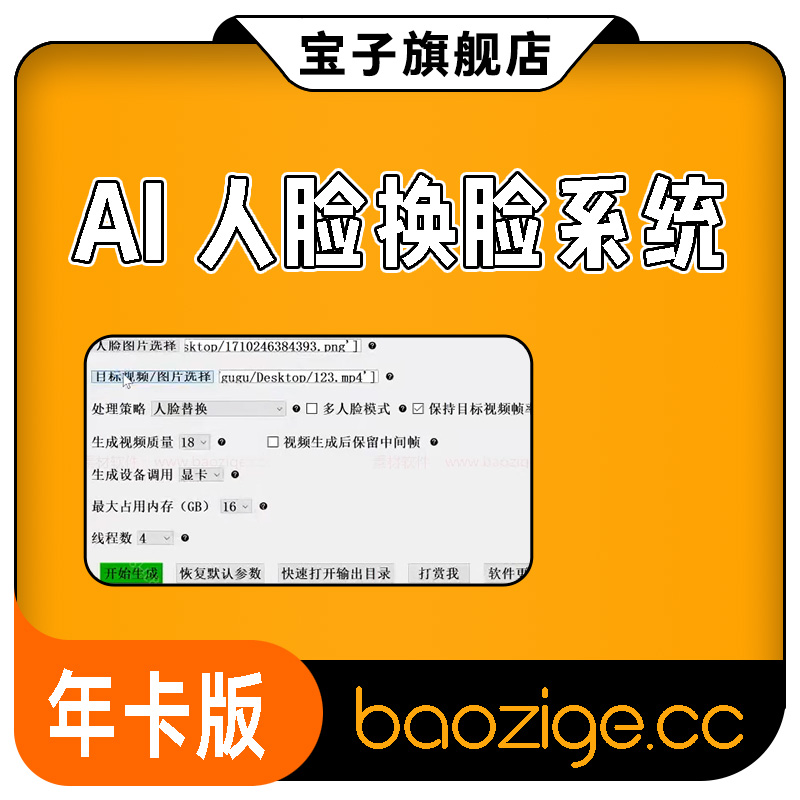 AI人脸换脸系统(年卡)